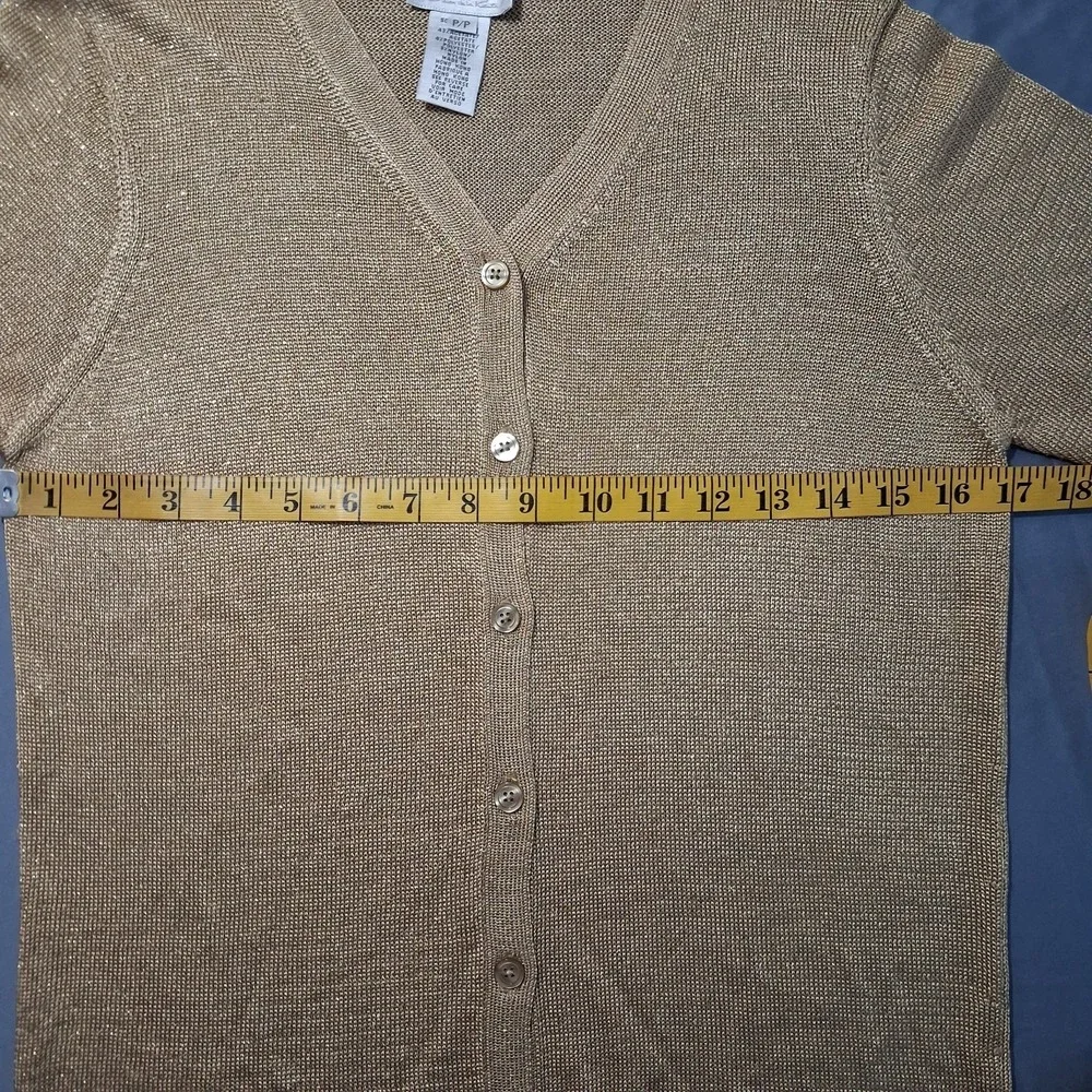 Vintage‎ Oscar De La Renta Gold Metalic Knit Cardigan Old Money Heritage Sz P/P